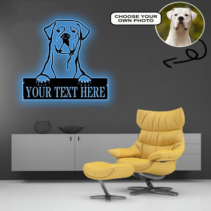 Personalized Bordeaux great dane Dog Metal Sign Led Lights Custom Name Photo
