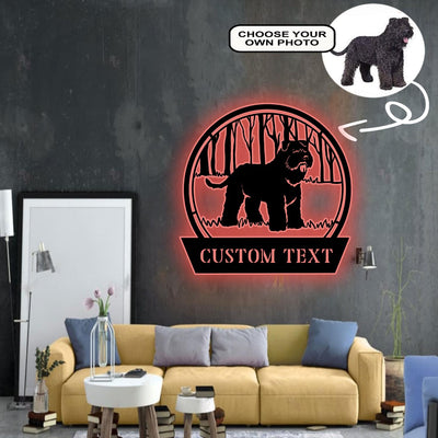 Personalized Bouvier des Flanders Dog Metal Sign Led Lights Custom Name Photo