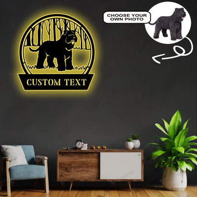 Personalized Bouvier des Flanders Dog Metal Sign Led Lights Custom Name Photo