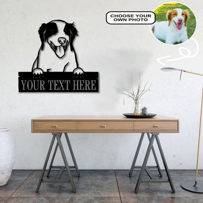 Personalized Brittany Dog Metal Sign Led Lights Custom Name Photo