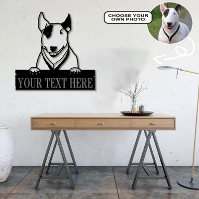 Personalized Bull terrier Dog Metal Sign Led Lights Custom Name Photo