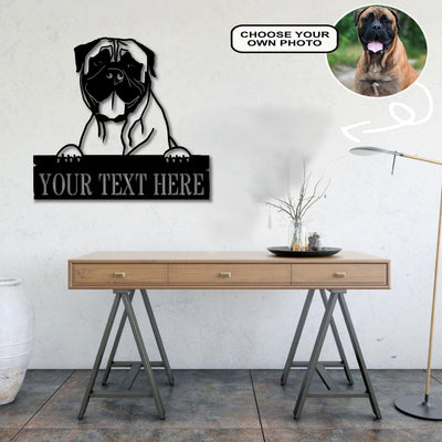 Personalized Bullmastiff Dog Metal Sign Led Lights Custom Name Photo
