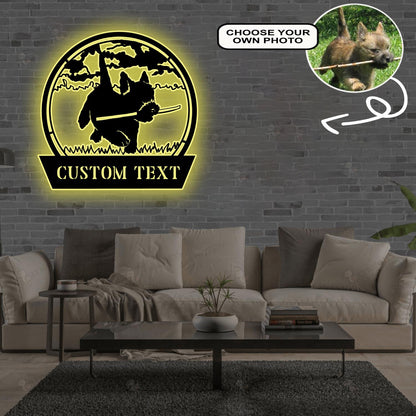Personalized Cairn terrier Dog Metal Sign Led Lights Custom Name Photo