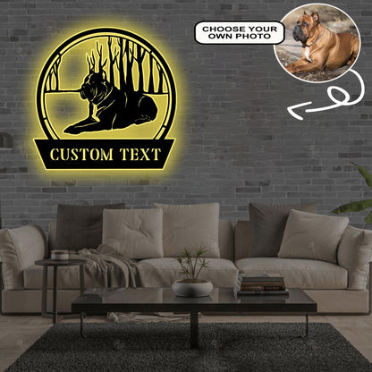 Personalized Cane Corso Dog Metal Sign Led Lights Custom Name Photo