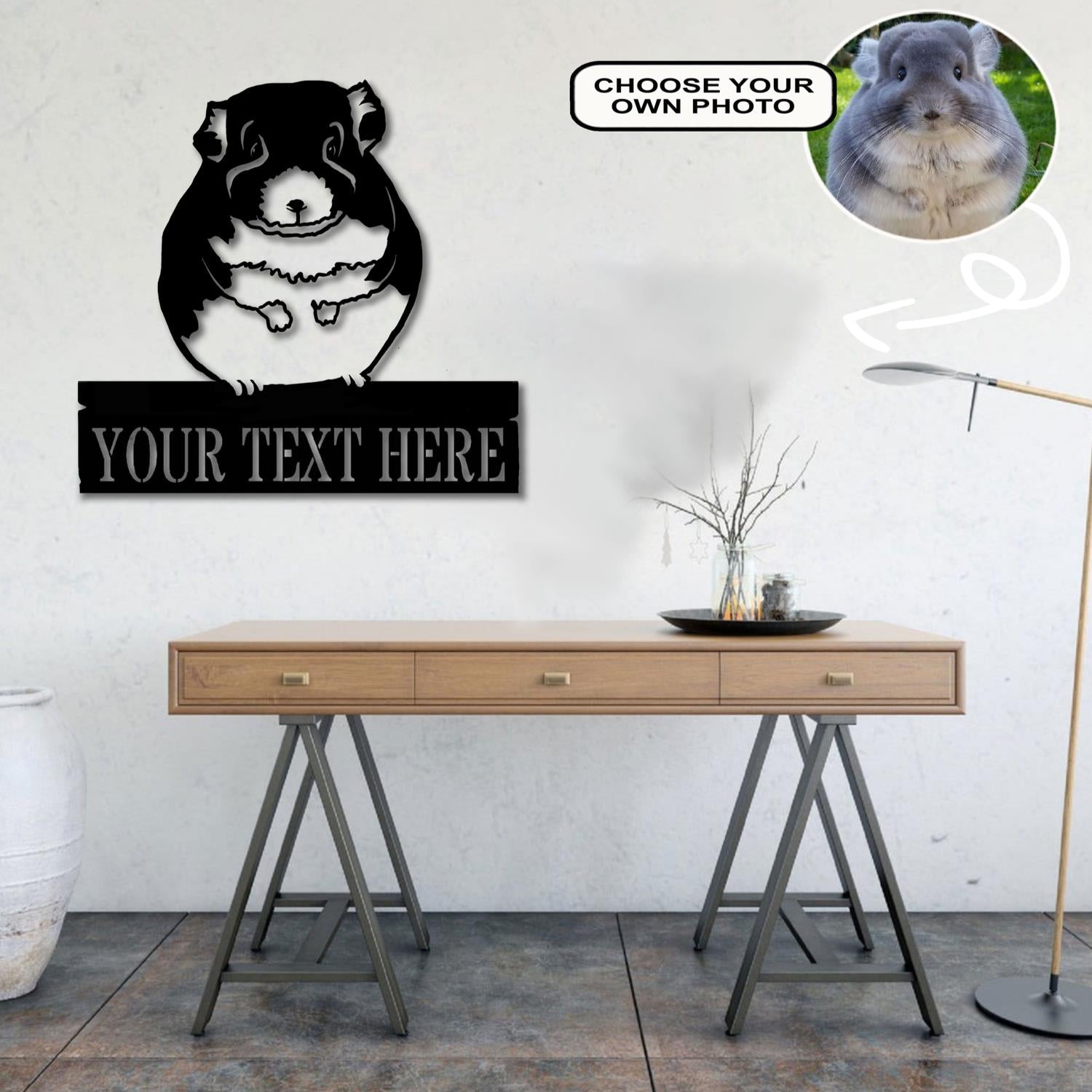 Personalized Chinchilla Dog Metal Sign Led Lights Custom Name Photo