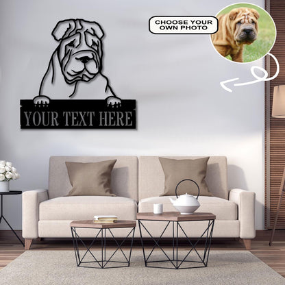 Personalized Chinese shar-pei Dog Metal Sign Led Lights Custom Name Photo