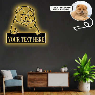 Personalized Chow chow Dog Metal Sign Led Lights Custom Name Photo