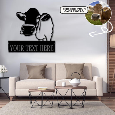 Personalized Cow Dog Metal Sign Led Lights Custom Name Photo
