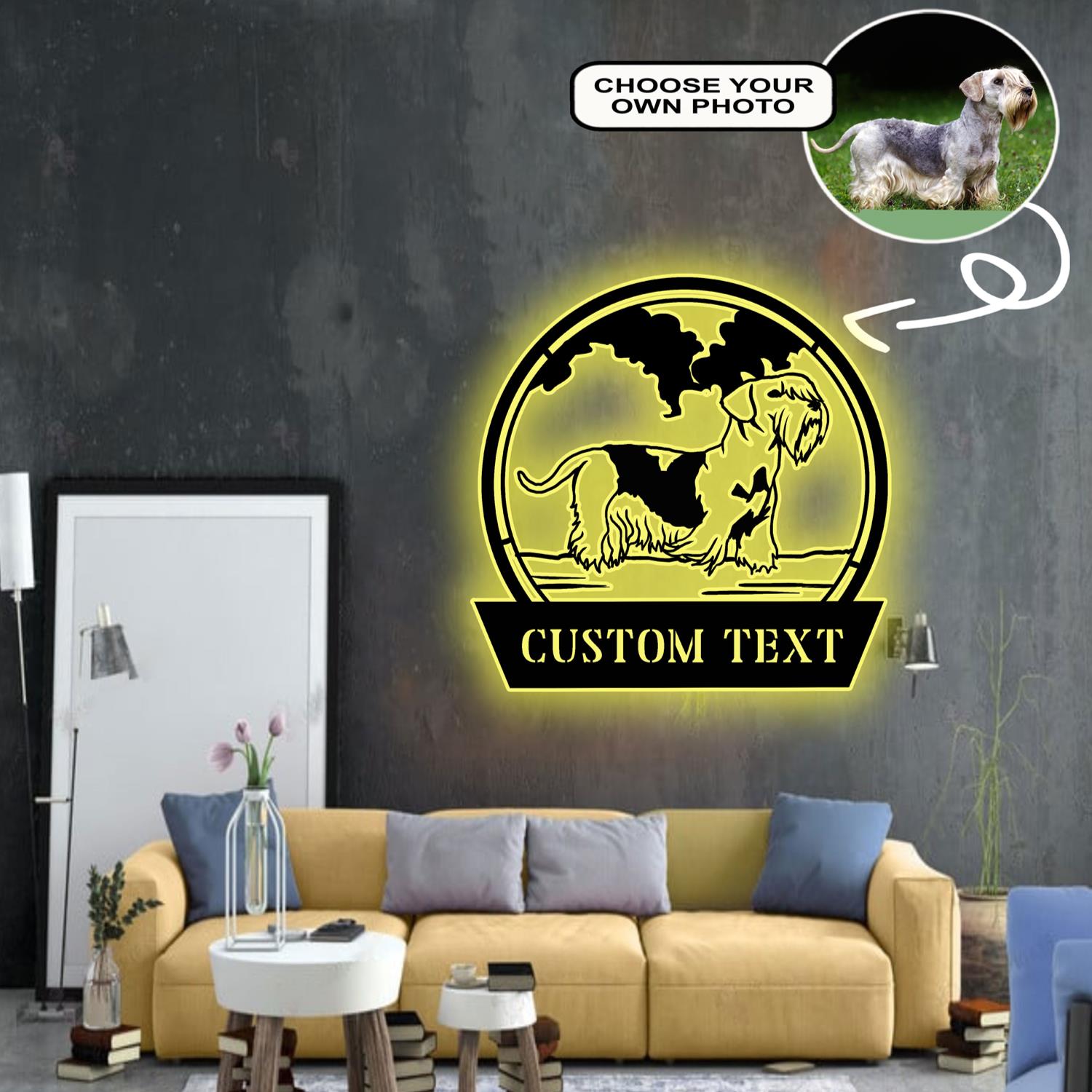 Personalized Czech terrier Dog Metal Sign Led Lights Custom Name Photo