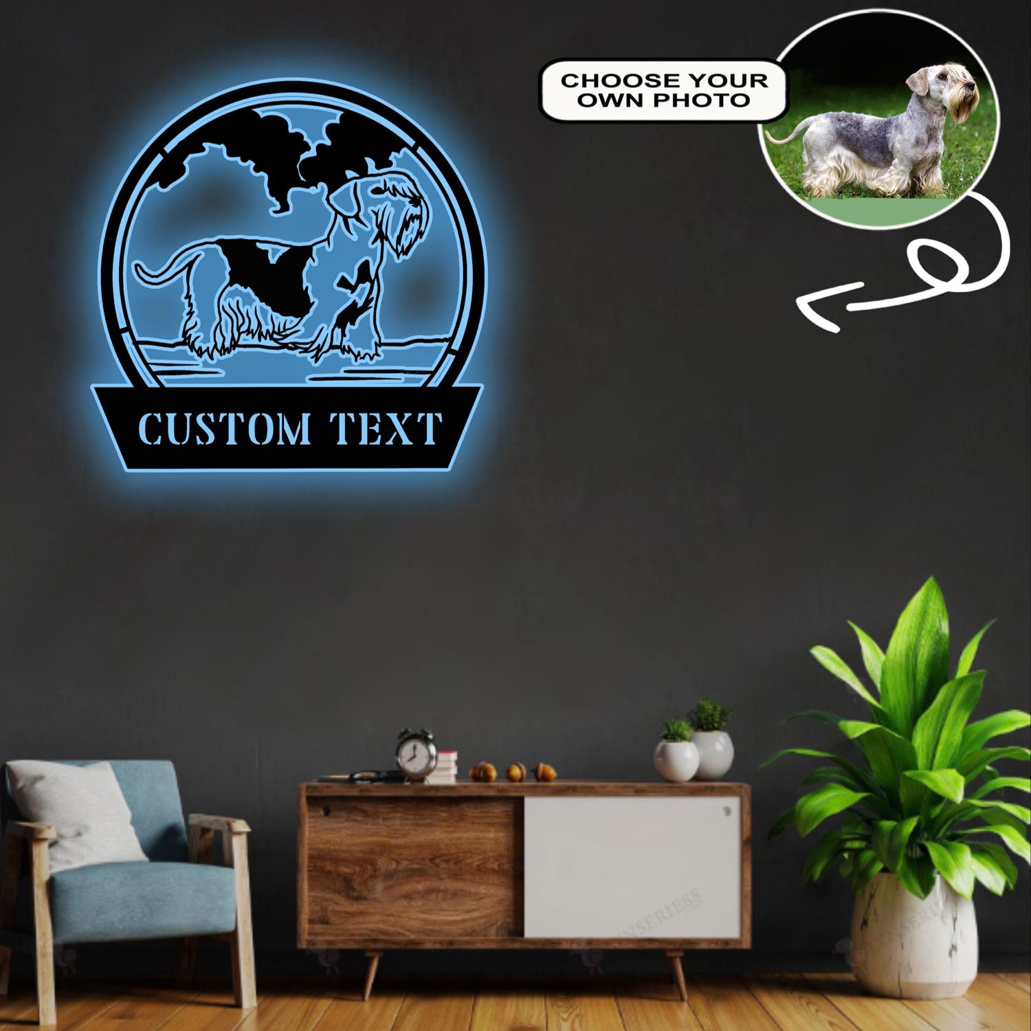 Personalized Czech terrier Dog Metal Sign Led Lights Custom Name Photo