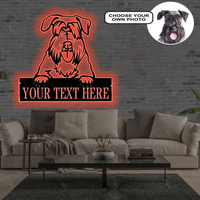 Personalized Czech terrier 2 Dog Metal Sign Led Lights Custom Name Photo