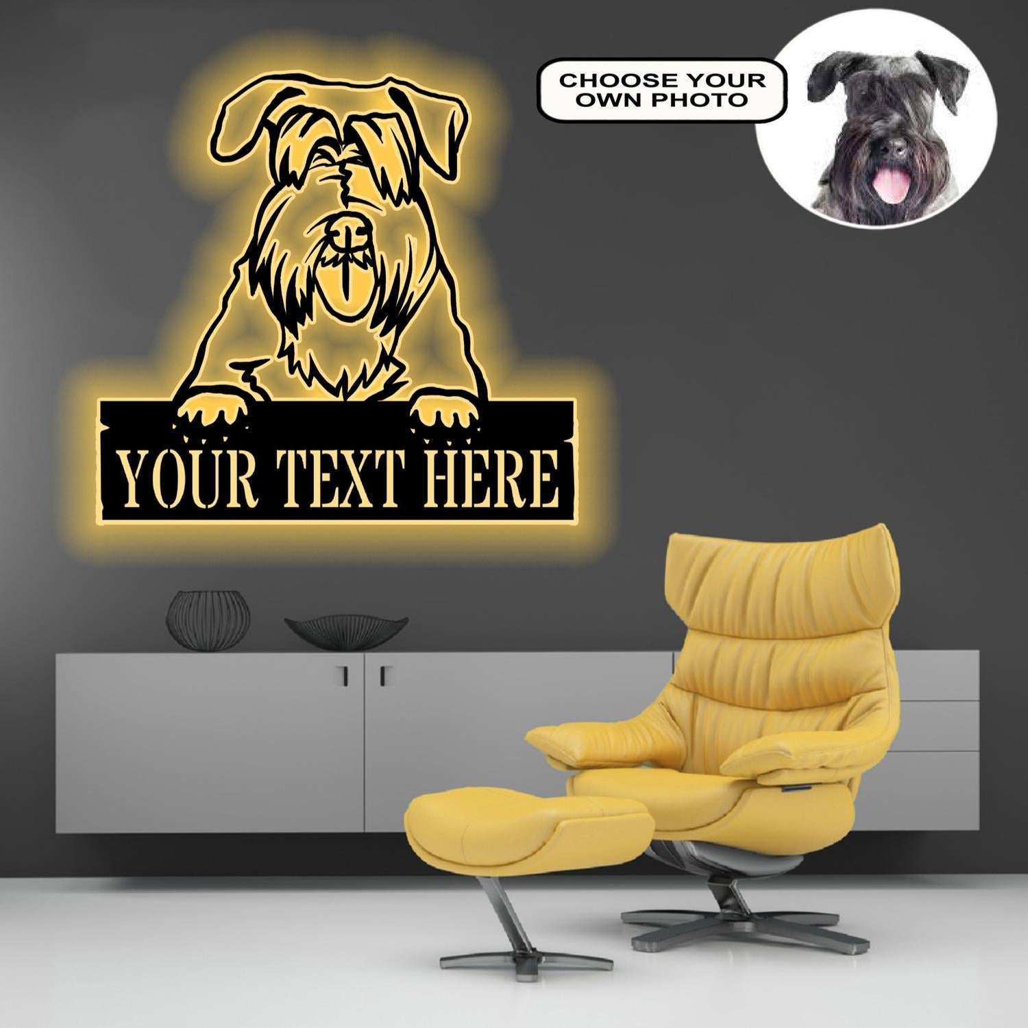 Personalized Czech terrier 2 Dog Metal Sign Led Lights Custom Name Photo