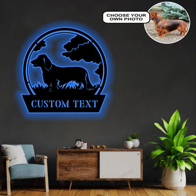 Personalized Dachshund1 Dog Metal Sign Led Lights Custom Name Photo