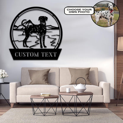 Personalized Dalmatian Dog Metal Sign Led Lights Custom Name Photo