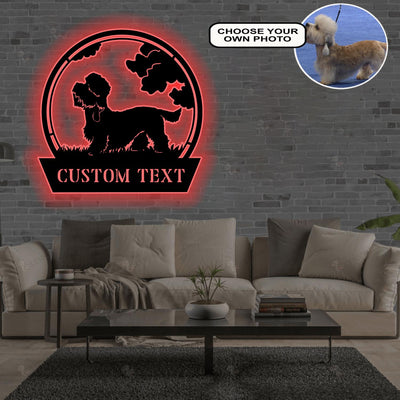 Personalized Dandie dinmont terrier Dog Metal Sign Led Lights Custom Name Photo