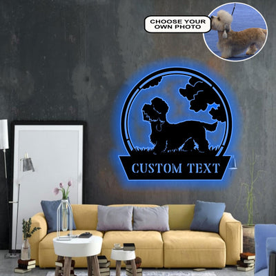 Personalized Dandie dinmont terrier Dog Metal Sign Led Lights Custom Name Photo