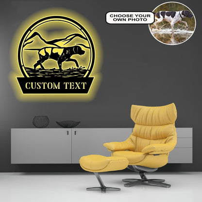 Personalized English pointer Dog Metal Sign Led Lights Custom Name Photo