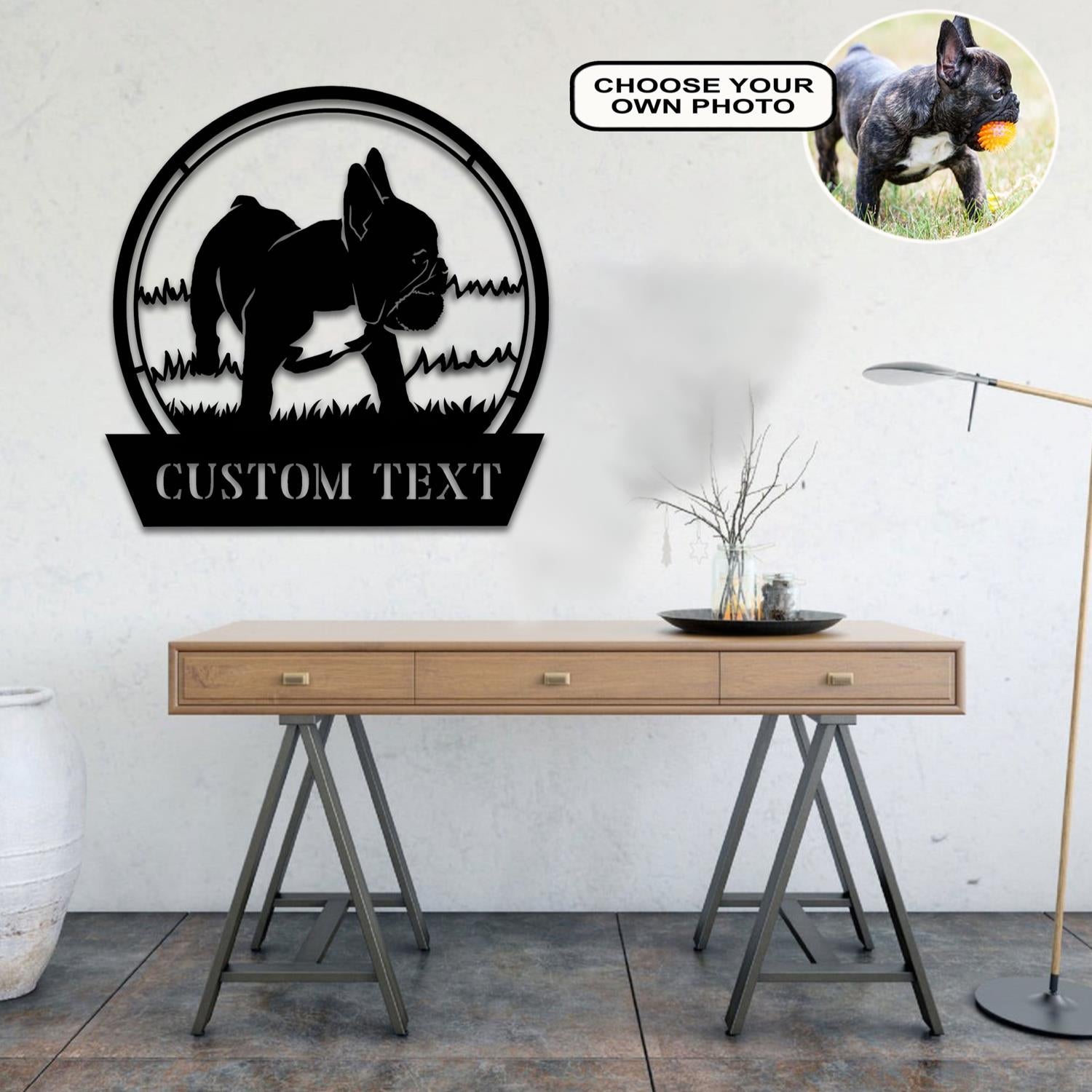 Personalized French Bulldog Dog Metal Sign Led Lights Custom Name Photo
