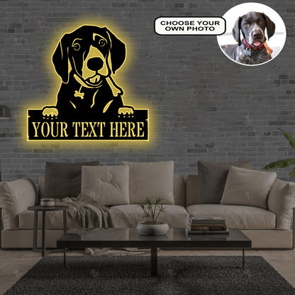 Personalized German Shorthaired Pointer Dog Metal Sign Led Lights Custom Name Photo