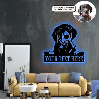 Personalized German Shorthaired Pointer Dog Metal Sign Led Lights Custom Name Photo