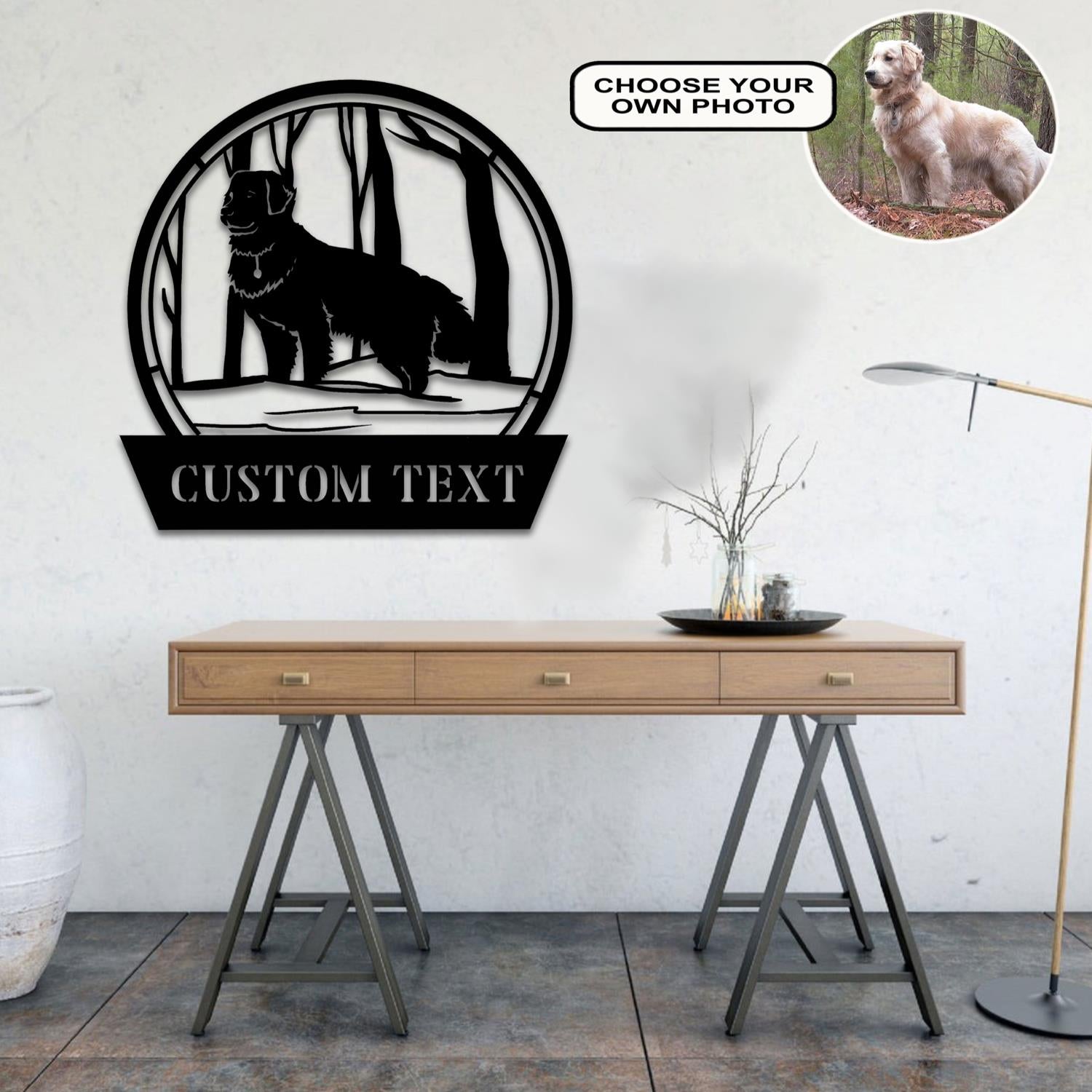 Personalized Golden Retriever Dog Metal Sign Led Lights Custom Name Photo