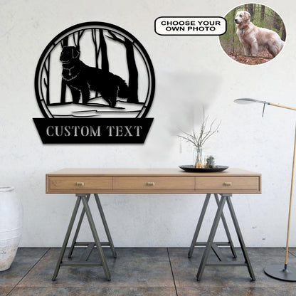 Personalized Golden Retriever Dog Metal Sign Led Lights Custom Name Photo