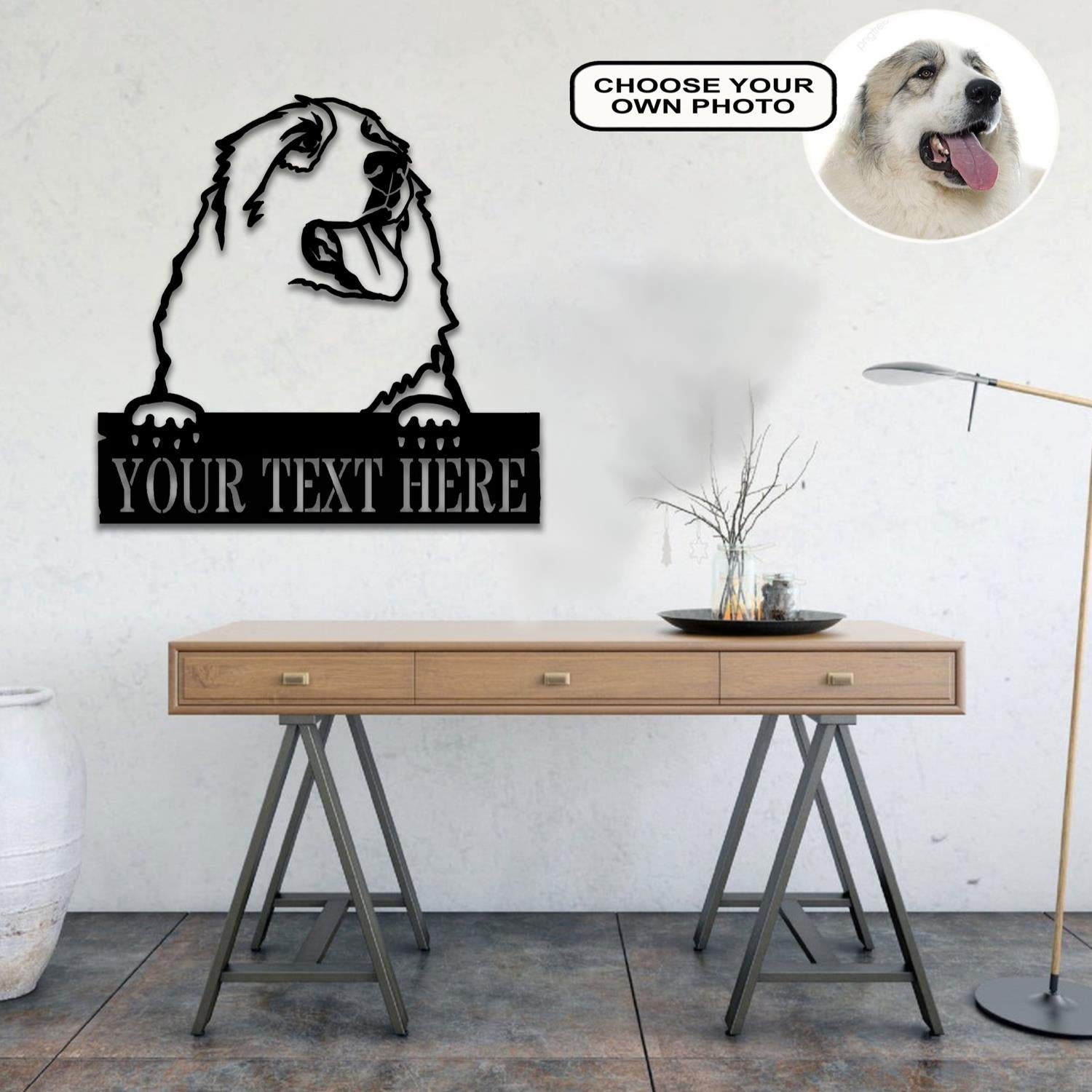 Personalized Great pyrenees Dog Metal Sign Led Lights Custom Name Photo