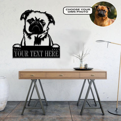Personalized Griffon bruxellois Dog Metal Sign Led Lights Custom Name Photo
