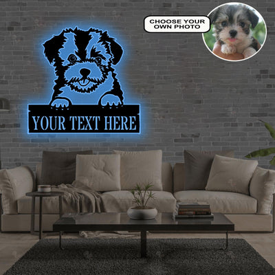 Personalized Hawanese Dog Metal Sign Led Lights Custom Name Photo