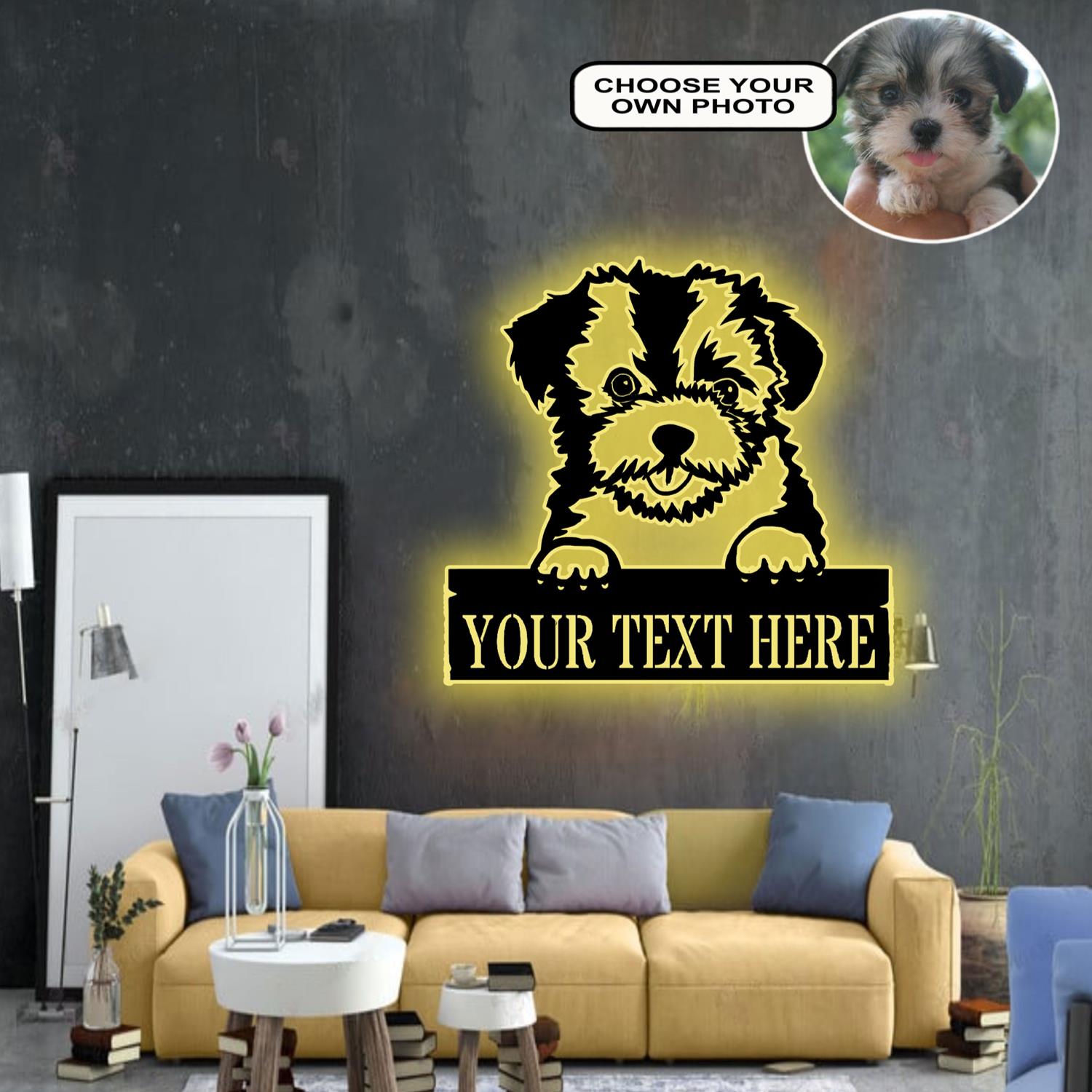 Personalized Hawanese Dog Metal Sign Led Lights Custom Name Photo