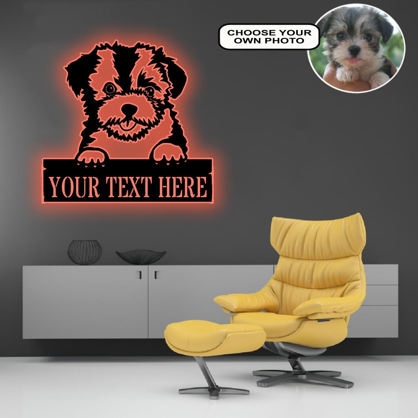 Personalized Hawanese Dog Metal Sign Led Lights Custom Name Photo