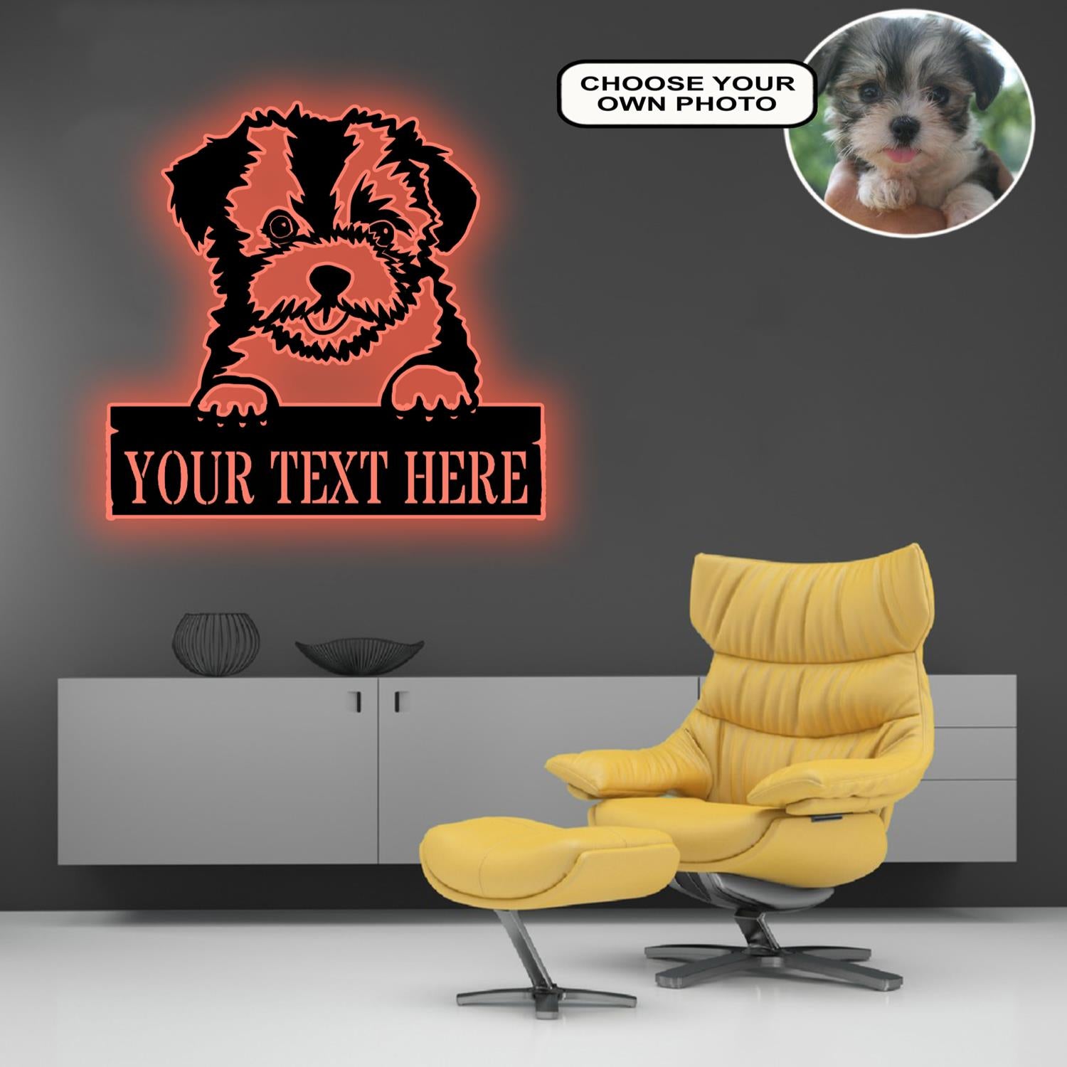 Personalized Hawanese Dog Metal Sign Led Lights Custom Name Photo
