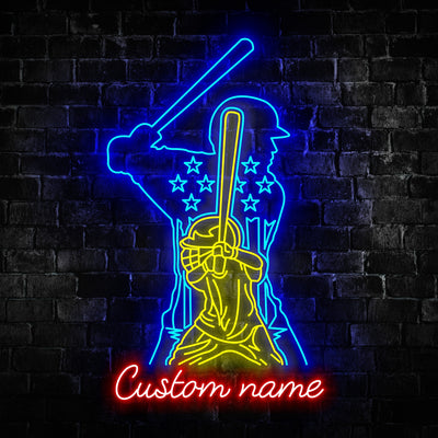 Personalized Name Baseball Neon Sign - Baseball Neon Signs For Home, Birthday Gift Giving Name Neon Lights