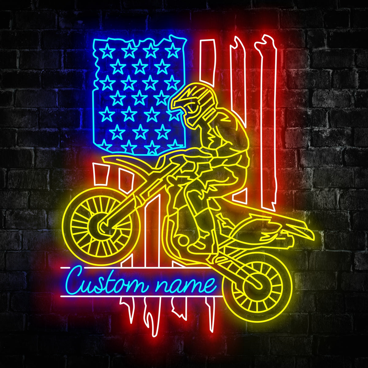 Personalized Name Biker Neon Sign - Biker Neon Signs For Home, Birthday Gift Giving Name Neon Lights