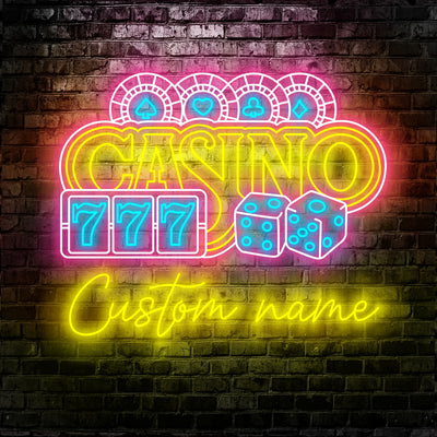 Casino Led Neon Sign - Custom Name Casino Payer Led Neon Sign - Gift Idea for Casino Lovers