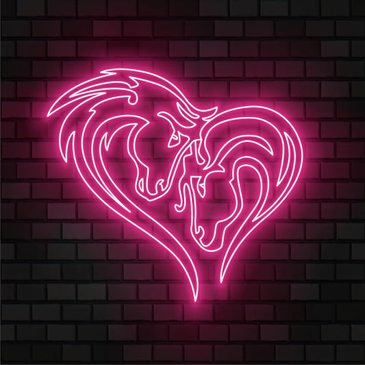 Couple Horse Heart Neon Sign Wall Art LED Light Horse Lover Neon Sign Home Decor Country Boy Girl Nursery Decoration Cowboy Cowgirl Xmas Birthday