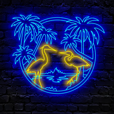Crane Palm Tree Neon Sign, Holes Neon Sign, Custom Led Neon Sign for Home Decor