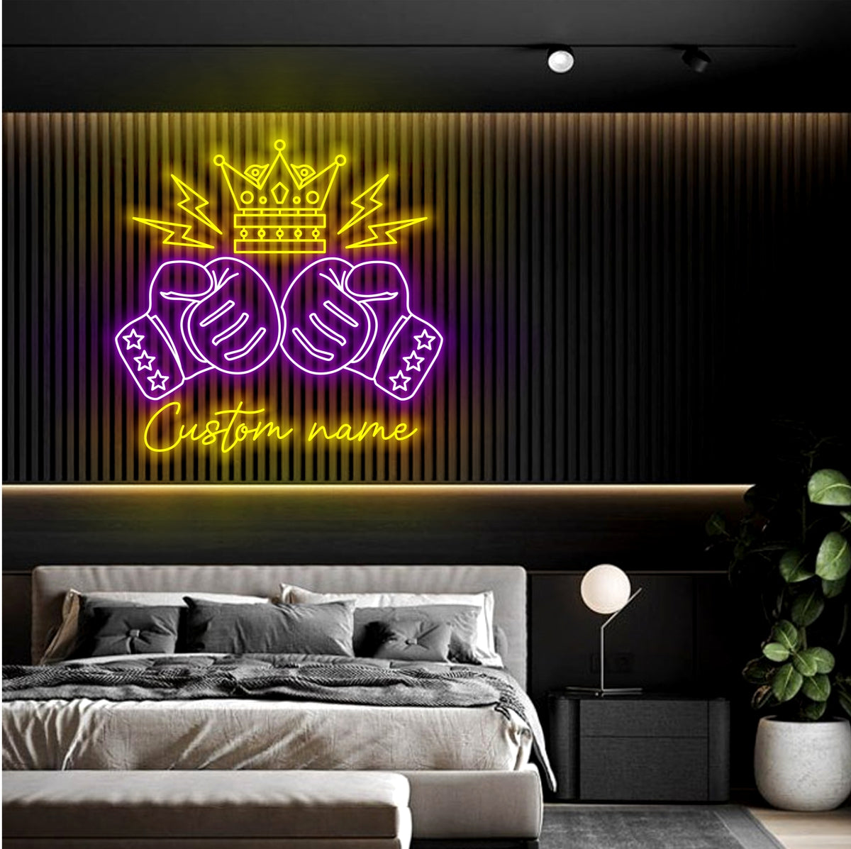Custom Boxing Gloves Neon Sign Wall Art with LED Light Personalized King Boxer Name Neon Sign Home Decor Gym Room Decoration Man Cave Christmas Gift