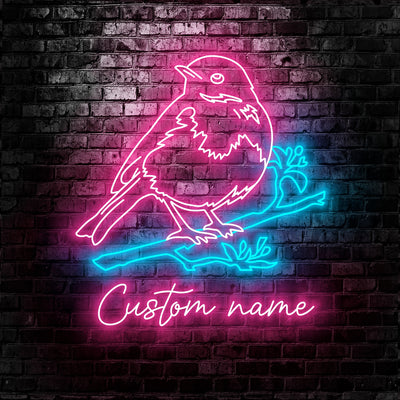 Custom Cute American Robin Neon Sign Wall Art LED Light Personalized European Robin Bird Lover Name Neon Sign Home Decor Pet Bird Nursery Decoration