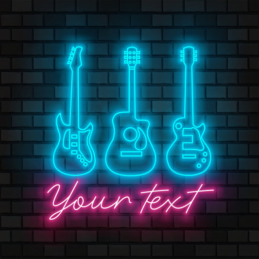 Custom Guitar Player Neon Sign Wall Art LED Light Personalized Guitarist Name Neon Sign Home Decor Music Room