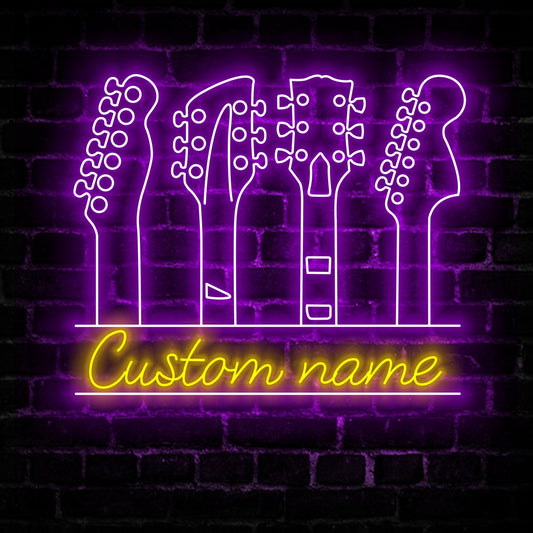 Custom Guitar Player Neon Sign Wall Art LED Light Personalized Guitarist Name Neon Sign Home Decor