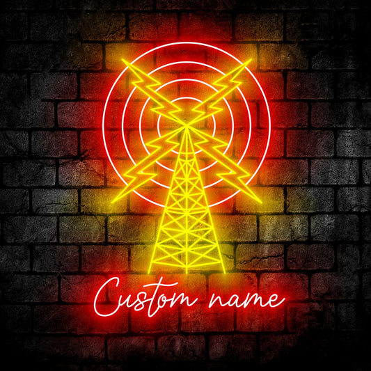 Custom Ham Radio Neon Sign Wall Art LED Light Personalized Amateur Radio Name Neon Sign Home Decor Radio Operator Decoration Amateur Call Birthday