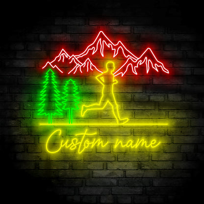 Custom Man Trail Running Neon Sign Wall Art LED Light Personalized Runner Name Neon Sign Home Decor Marathon Decoration Housewarming Birthday Xmas