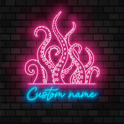 Custom Octopus Tentacles Neon Sign Wall Art LED Light Personalized Octopus Lover Name Neon Sign Home Decor Kid Nursery Decoration Christmas Gift