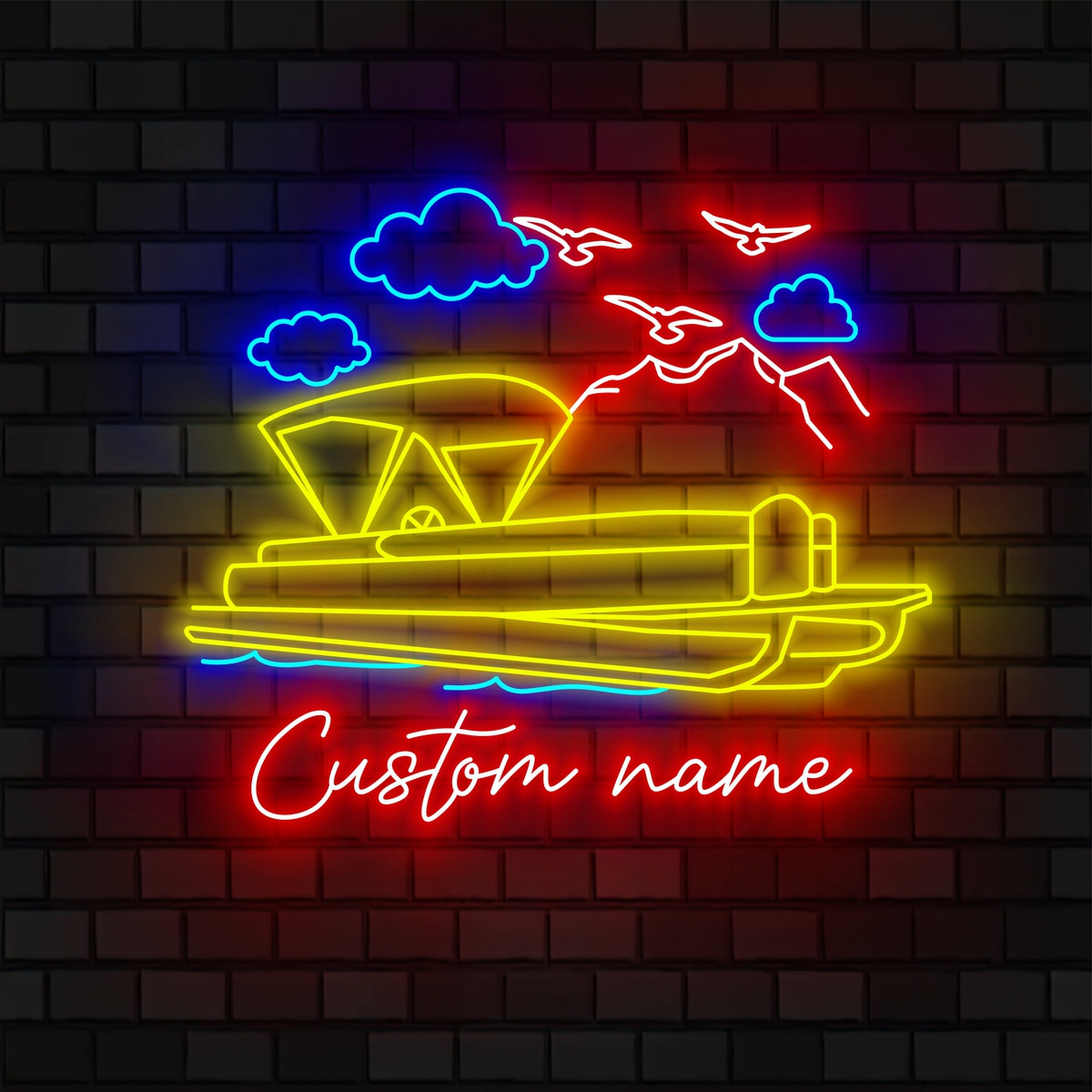 Custom Pontoon Lake House Neon Sign Wall Art LED Light Personalized Boat Lake Name Neon Sign Home Decor Cabin Lake Life Decoration Birthday Xmas Gift