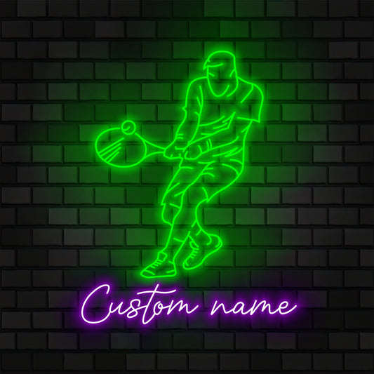 Custom Tennis Racket Neon Sign Wall Art LED Light Personalized Tennis Player Name Neon Sign Home Decor Tennis Room Decoration Birthday Xmas Gift