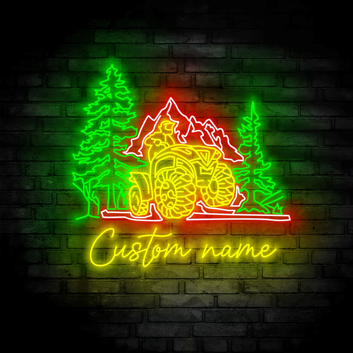 Custom US Quad Biker Neon Sign Wall Art LED Light Personalized Dirt Bike Name Neon Sign All Terrain Vehicle ATV 4 Wheels Home Decor Rider Decoration