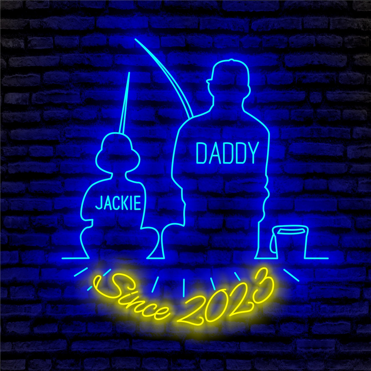 Dad And Son Fishing Neon Sign - Custom Name Dad And Son Fishing Neon Signs For Home, Birthday Gift Giving Name Neon Lights