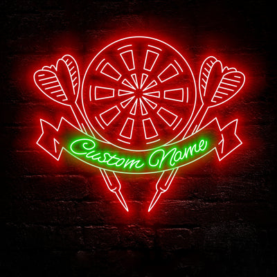 Darts Neon Sign - Custom Name Darts Payer Led Neon Sign - Gift Idea for Darts Lovers