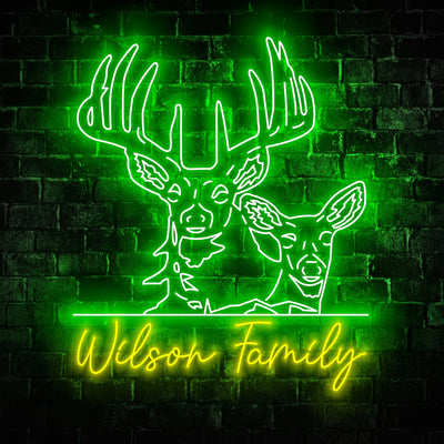 Personalized Name Deer Hunting Neon Sign - Custom Name Deer Hunting Neon Signs For Home, Birthday Gift Giving Name Neon Lights